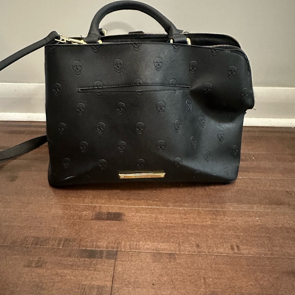 Betsey Johnson Black Tote Bag with Gold Accents